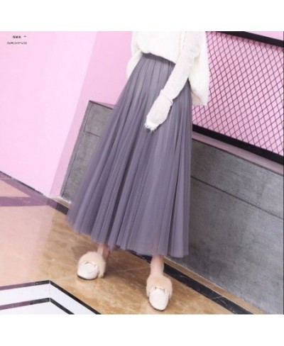 3 layers Midi Summer Tulle Skirt Women 2023 Ladies Casual White Black High Waist Pleated Sun School Long Skirt Female $26.51 ...