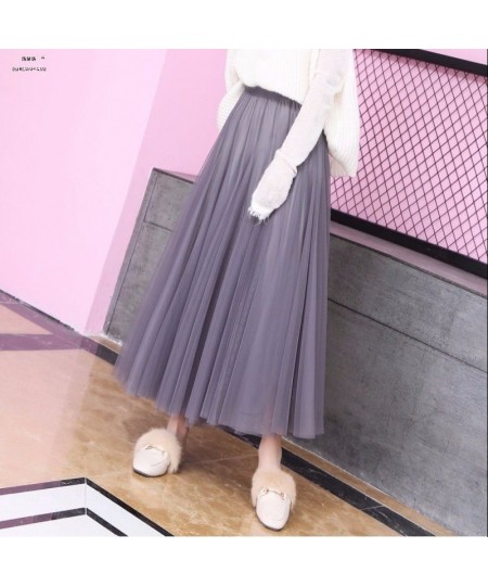 3 layers Midi Summer Tulle Skirt Women 2023 Ladies Casual White Black High Waist Pleated Sun School Long Skirt Female $26.51 ...