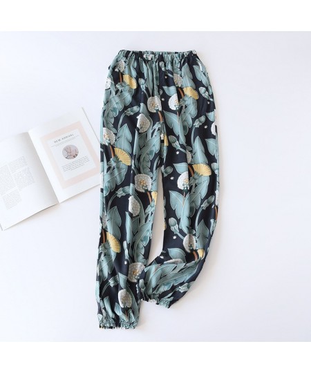 Summer Cotton Printing Women Pajama Bottoms Elastic Waist Ankle-Length Pants Sleep Wear for Women Lounge Wear Closing Pants $...