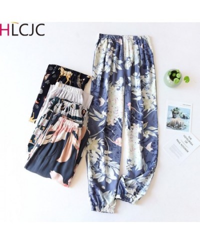 Summer Cotton Printing Women Pajama Bottoms Elastic Waist Ankle-Length Pants Sleep Wear for Women Lounge Wear Closing Pants $...