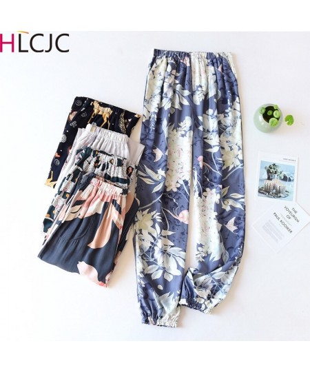 Summer Cotton Printing Women Pajama Bottoms Elastic Waist Ankle-Length Pants Sleep Wear for Women Lounge Wear Closing Pants $...