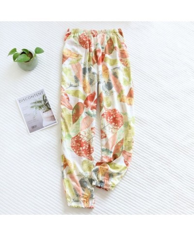 Summer Cotton Printing Women Pajama Bottoms Elastic Waist Ankle-Length Pants Sleep Wear for Women Lounge Wear Closing Pants $...