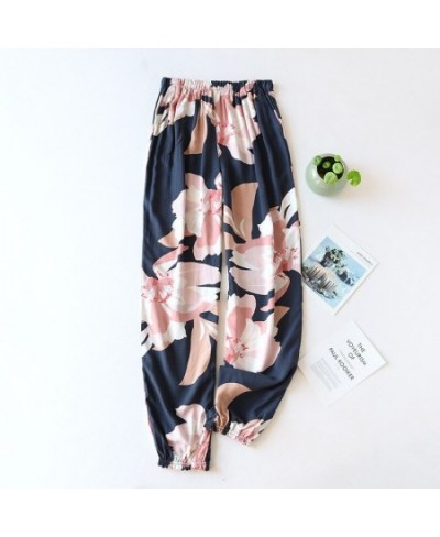 Summer Cotton Printing Women Pajama Bottoms Elastic Waist Ankle-Length Pants Sleep Wear for Women Lounge Wear Closing Pants $...