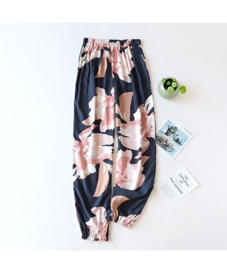 Summer Cotton Printing Women Pajama Bottoms Elastic Waist Ankle-Length Pants Sleep Wear for Women Lounge Wear Closing Pants $...