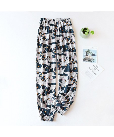 Summer Cotton Printing Women Pajama Bottoms Elastic Waist Ankle-Length Pants Sleep Wear for Women Lounge Wear Closing Pants $...