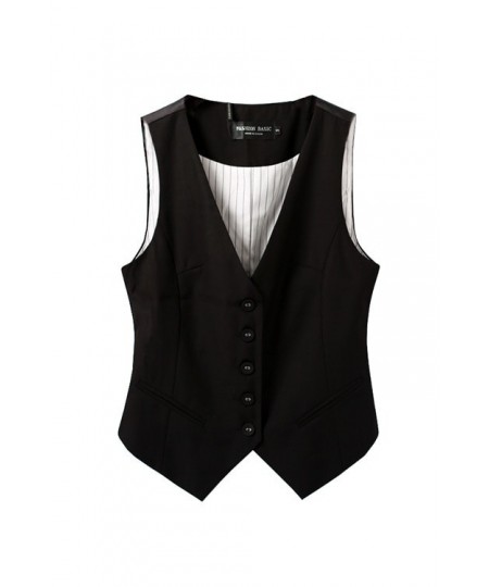 Spring Autumn Suit Vest Women Sleeveless Jacket Short Office Vest Coat Slim Single Breasted Vest Waistcoat Female Black $52.9...