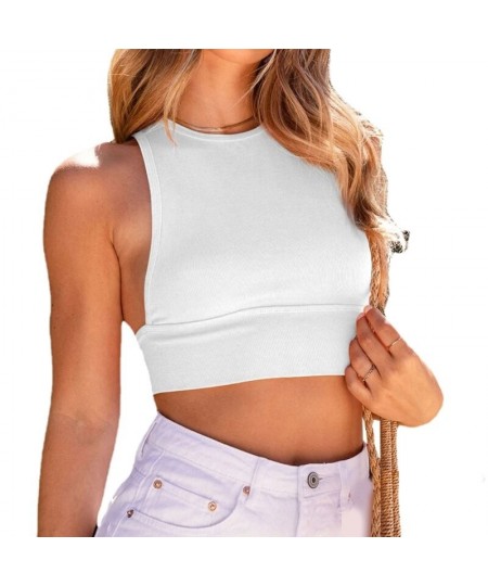 O-Neck Tops for Women Casual Sleeveless Shirts Slim-Fit Summer $25.69 - Underwear