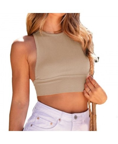 O-Neck Tops for Women Casual Sleeveless Shirts Slim-Fit Summer $25.69 - Underwear