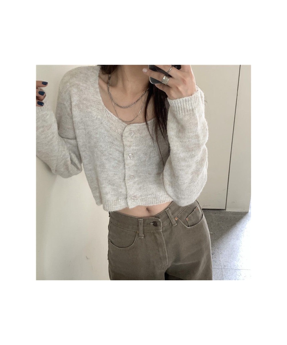 Cropped Cardigan Women Harajuku Single Breasted Student Sexy Summer O-neck All-match Streetwear Trendy Ins Button Elegant $26...