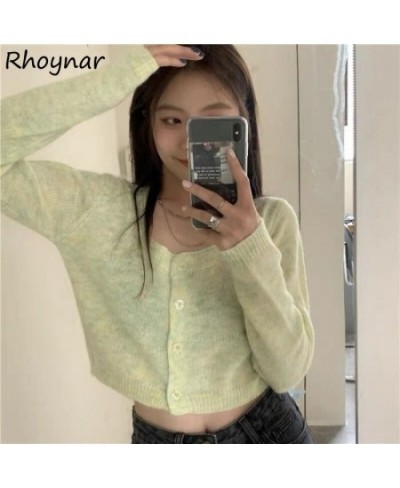 Cropped Cardigan Women Harajuku Single Breasted Student Sexy Summer O-neck All-match Streetwear Trendy Ins Button Elegant $26...