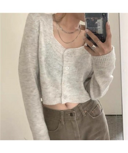 Cropped Cardigan Women Harajuku Single Breasted Student Sexy Summer O-neck All-match Streetwear Trendy Ins Button Elegant $26...