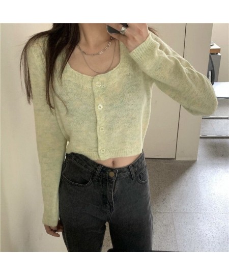 Cropped Cardigan Women Harajuku Single Breasted Student Sexy Summer O-neck All-match Streetwear Trendy Ins Button Elegant $26...