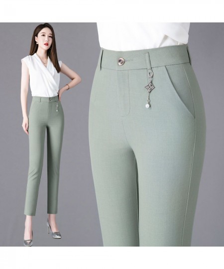 Office Lady All-match Cotton Linen Pencil Pants Cotton Linen Women Solid High Waist Fashion Casual Female Straight Trousers $...