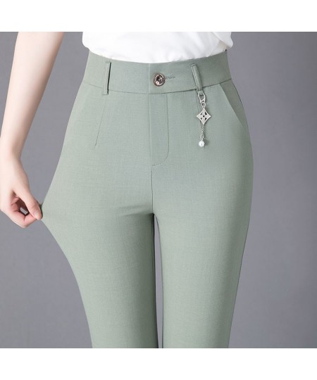 Office Lady All-match Cotton Linen Pencil Pants Cotton Linen Women Solid High Waist Fashion Casual Female Straight Trousers $...