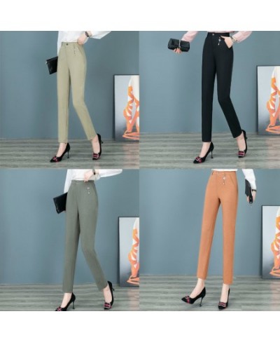 Office Lady All-match Cotton Linen Pencil Pants Cotton Linen Women Solid High Waist Fashion Casual Female Straight Trousers $...