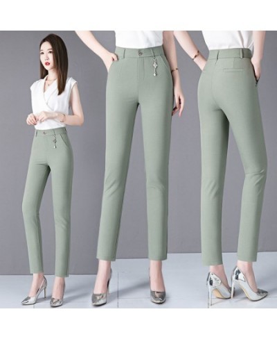 Office Lady All-match Cotton Linen Pencil Pants Cotton Linen Women Solid High Waist Fashion Casual Female Straight Trousers $...