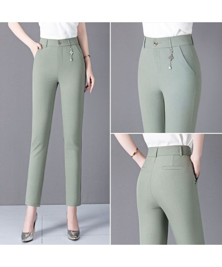 Office Lady All-match Cotton Linen Pencil Pants Cotton Linen Women Solid High Waist Fashion Casual Female Straight Trousers $...