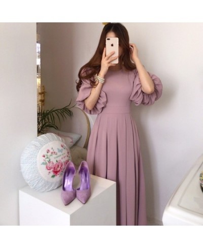 2023 CHIC New Summer Elegant Temperament Lace MIDI Pleated Skirt Waist Bubble Sleeve Dress Slim birthday dress for women $53....