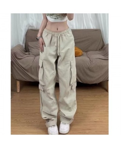 2023 New cargo pants high waist women's pants women's side pocket couple loose zipper Y2K fashion straight loose casual pants...