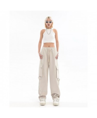 2023 New cargo pants high waist women's pants women's side pocket couple loose zipper Y2K fashion straight loose casual pants...