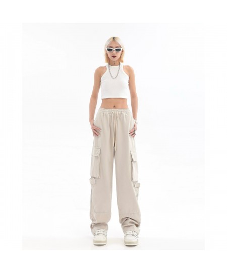 2023 New cargo pants high waist women's pants women's side pocket couple loose zipper Y2K fashion straight loose casual pants...