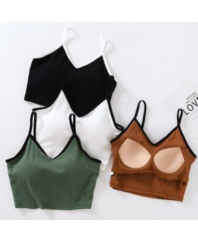 Sexy Suspender Sleepwear Vest Chest Pad Short Underwear Summer Cotton Pajamas Top For Women Slim Sleep Tops Female T-Shirt $2...