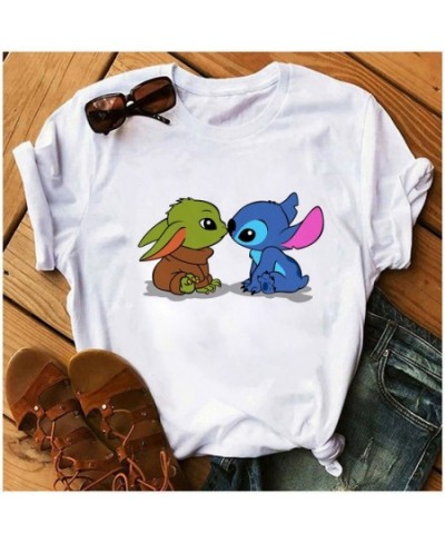 Cartoon Tees The Mandalorian Yoda Kawai Star Wars Gothic Women T-shirt White Kids Y2K Tops Loose Children Blouse Clothing $19...