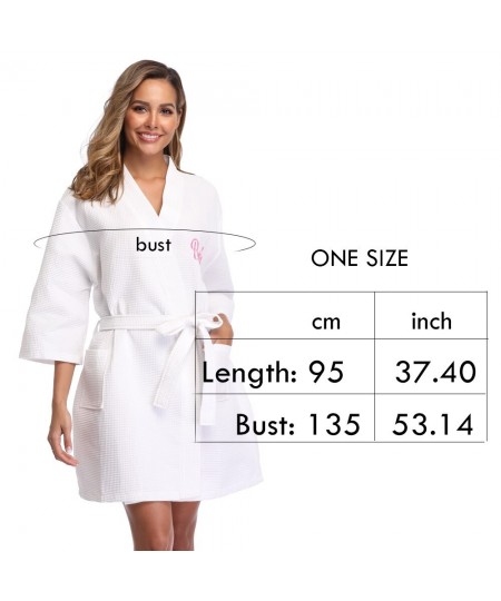 Women Waffle Towel Bathrobe Bride Bridesmaid Robe Wedding Femme Sexy Kimono Gown Dressing Sleepwear for Bridal $47.97 - Sleep...