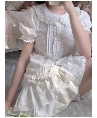 Summer Japanese Kawaii Lolita Pleated Skirts Womens Sweet Lace Patch Ruffle Cake Skirt Cute Bow Faldas Mujer Moda 2022 $53.03...