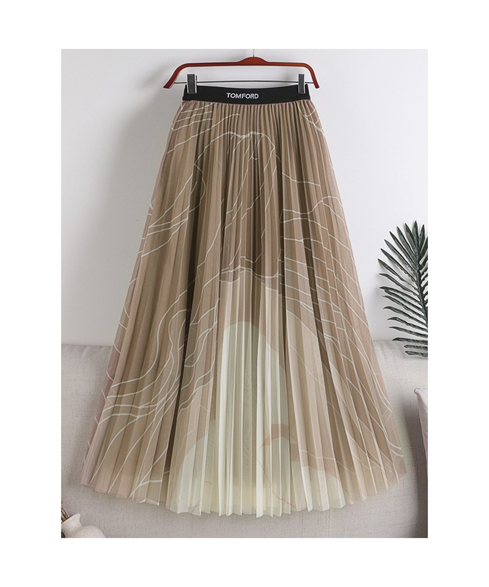 Fashion Contrast Color Striped Long Tulle Skirt Women 2022 Autumn 3 Layers A Line High Waist Pleated Maxi Skirt Female $33.71...