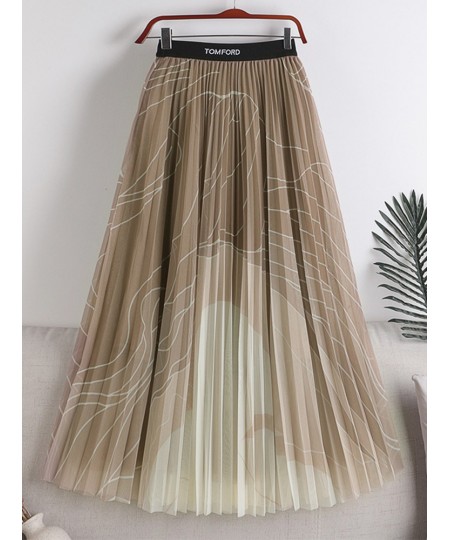 Fashion Contrast Color Striped Long Tulle Skirt Women 2022 Autumn 3 Layers A Line High Waist Pleated Maxi Skirt Female $33.71...