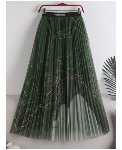 Fashion Contrast Color Striped Long Tulle Skirt Women 2022 Autumn 3 Layers A Line High Waist Pleated Maxi Skirt Female $33.71...