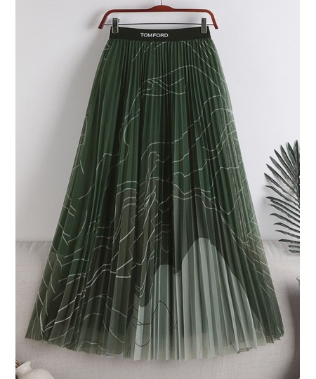 Fashion Contrast Color Striped Long Tulle Skirt Women 2022 Autumn 3 Layers A Line High Waist Pleated Maxi Skirt Female $33.71...