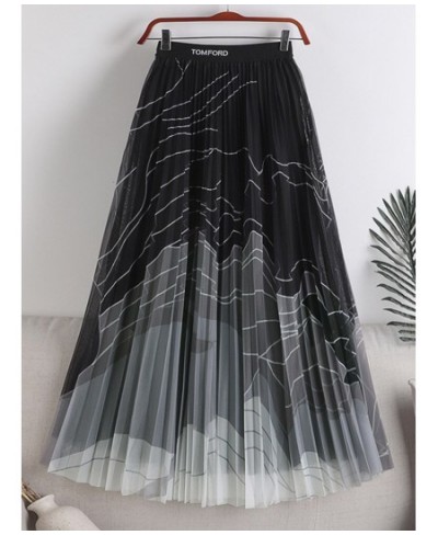 Fashion Contrast Color Striped Long Tulle Skirt Women 2022 Autumn 3 Layers A Line High Waist Pleated Maxi Skirt Female $33.71...