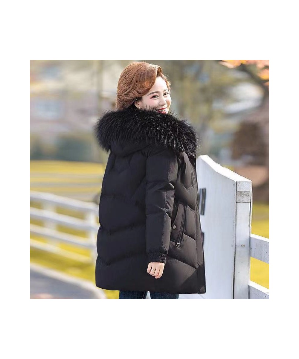 Women Hooded Cotton Down Jacket 2022 Winter Fashion Solid Thicken Warm Padded Coat Ladies Casual Middle-aged Elderly Outwear ...