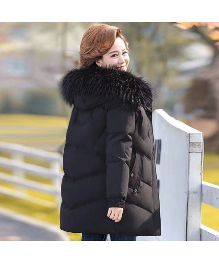 Women Hooded Cotton Down Jacket 2022 Winter Fashion Solid Thicken Warm Padded Coat Ladies Casual Middle-aged Elderly Outwear ...