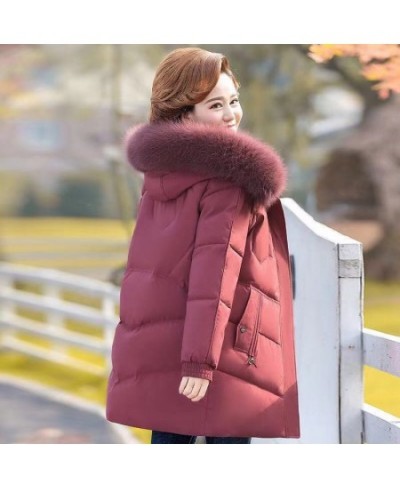 Women Hooded Cotton Down Jacket 2022 Winter Fashion Solid Thicken Warm Padded Coat Ladies Casual Middle-aged Elderly Outwear ...