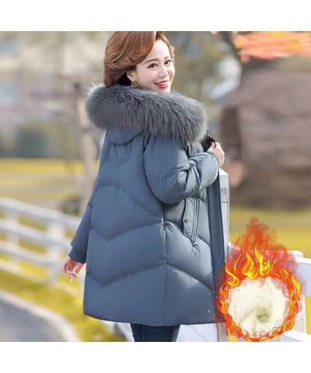 Women Hooded Cotton Down Jacket 2022 Winter Fashion Solid Thicken Warm Padded Coat Ladies Casual Middle-aged Elderly Outwear ...