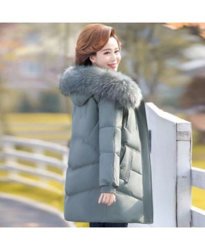 Women Hooded Cotton Down Jacket 2022 Winter Fashion Solid Thicken Warm Padded Coat Ladies Casual Middle-aged Elderly Outwear ...