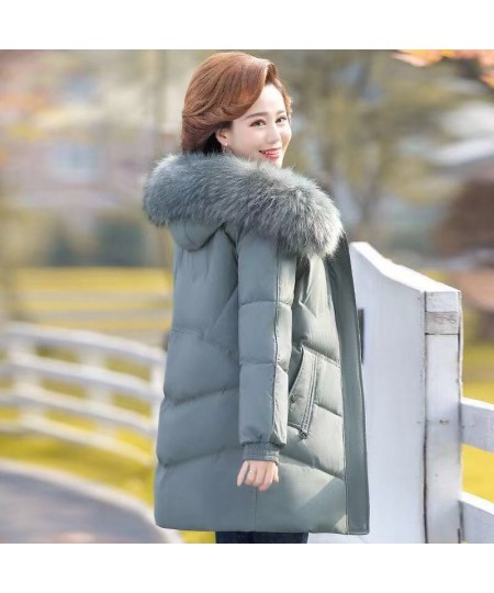 Women Hooded Cotton Down Jacket 2022 Winter Fashion Solid Thicken Warm Padded Coat Ladies Casual Middle-aged Elderly Outwear ...