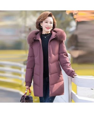 Women Hooded Cotton Down Jacket 2022 Winter Fashion Solid Thicken Warm Padded Coat Ladies Casual Middle-aged Elderly Outwear ...