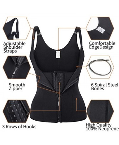 Women Waist Trainer Corset Shapewear Waist Cincher Vest with Hook Zipper Adjustable Strap Body Shaper Neoprene Sauna Trimmer ...