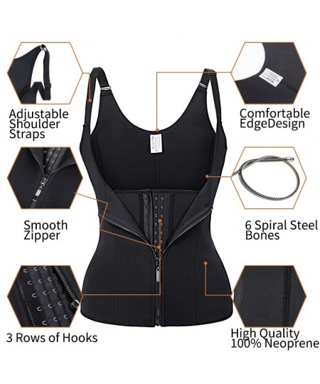 Women Waist Trainer Corset Shapewear Waist Cincher Vest with Hook Zipper Adjustable Strap Body Shaper Neoprene Sauna Trimmer ...