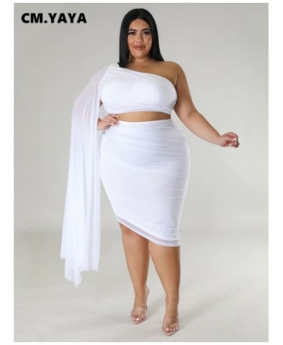 Plus Size Women Bodycon Midi Knee Length Skirt Suit and Clock One Long Sleeve Crop Top Party Two 2 Piece Set Outfit 2023 $49....