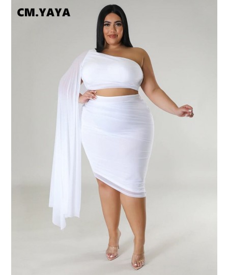 Plus Size Women Bodycon Midi Knee Length Skirt Suit and Clock One Long Sleeve Crop Top Party Two 2 Piece Set Outfit 2023 $49....