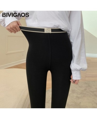 Fall Winter New Woven Label High Waist Leggings Women Black Pants Velvet Thick Cotton Seamless Warm Leggings $39.06 - Bottoms