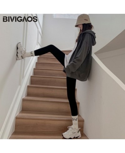 Fall Winter New Woven Label High Waist Leggings Women Black Pants Velvet Thick Cotton Seamless Warm Leggings $39.06 - Bottoms