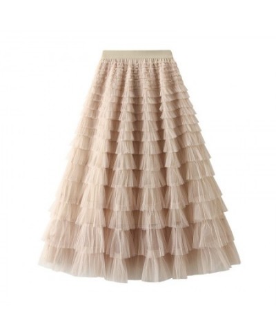 New Fluffy Long Skirt Women 2023 Autumn Winter Ladies Vintage Elastic High Waisted Tulle Ball Gown Skirts Female $37.94 - Skirts