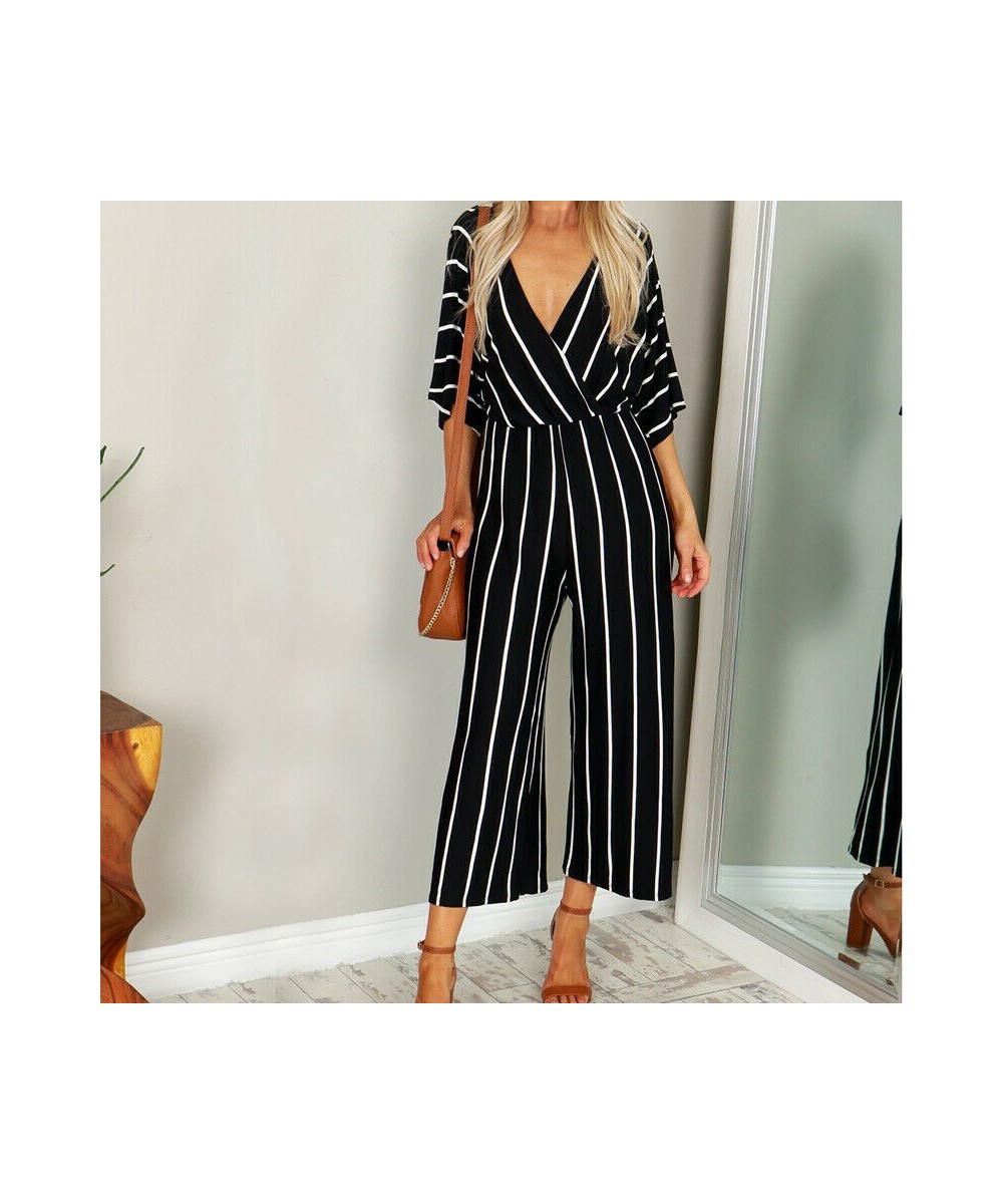 Retro Rompers Womens Girls Jumpsuit Women Summer Half Sleeve Striped Loose Overalls Jumpsuit Combinaison Femme Body Mujer hot...