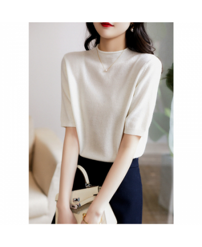 Casual Korean Knitted Blouse Women 2023 New Women Tops Half-Turtleneck Fashion Chic Clothes Summer Solid Loose Clothing 13777...